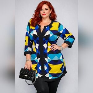 Style & Co. | Bold Geometric Print | Super Flattering |Tunic Top | 1X
